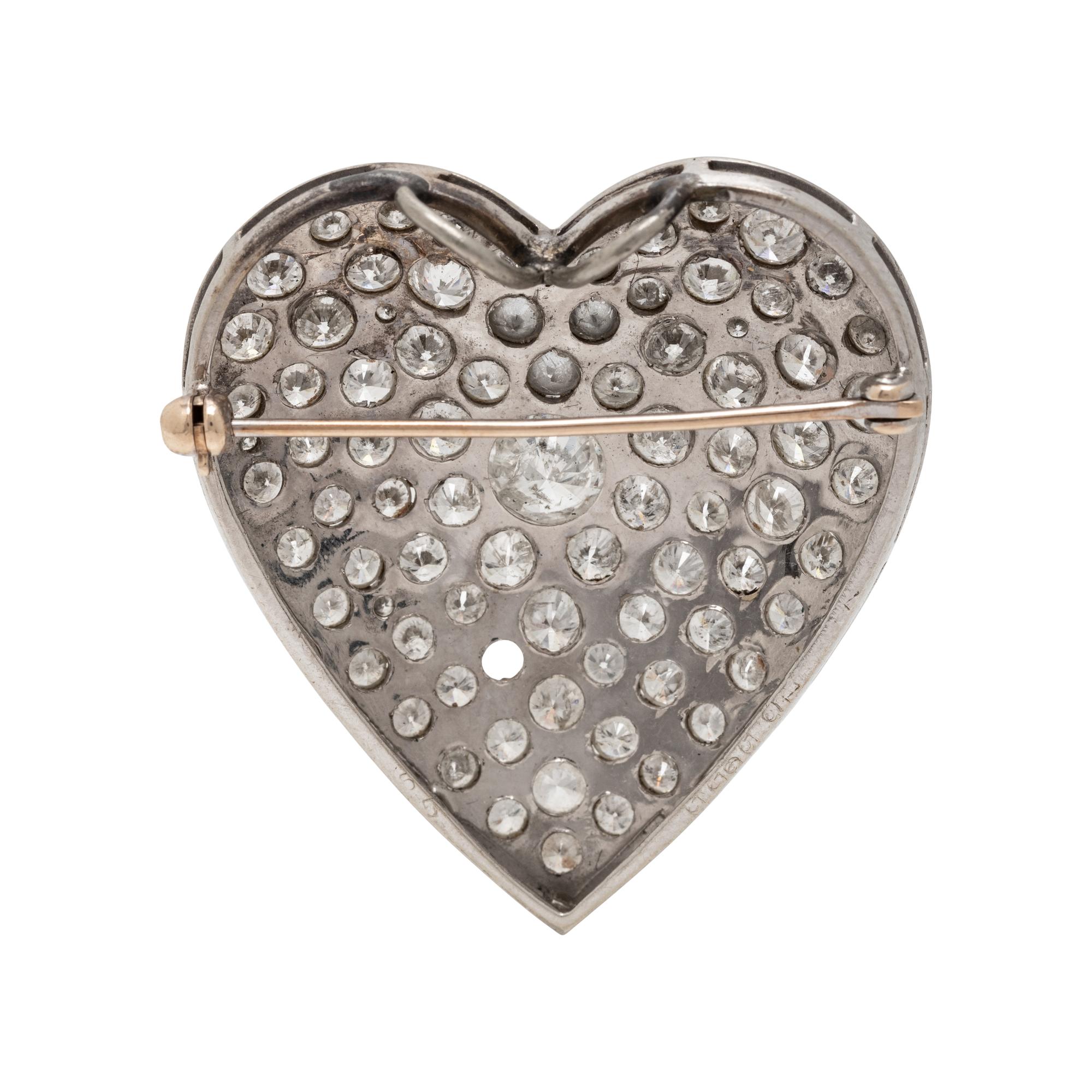 DIAMOND HEART PENDANT BROOCH