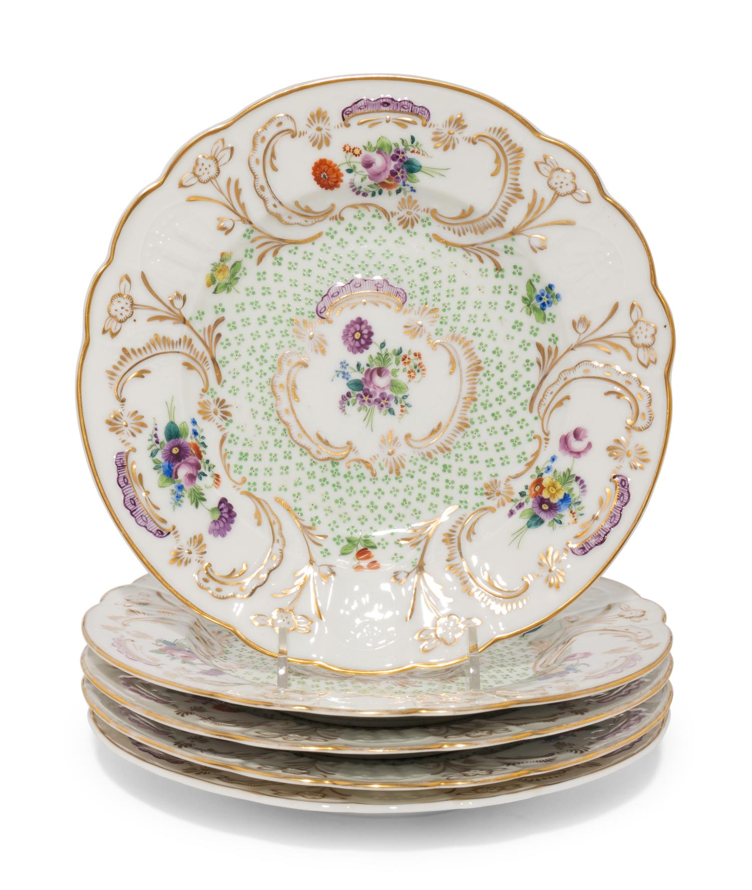 A Set of Five Herend Porcelain Fleur des Indies Dessert Plates