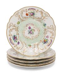 A Set of Five Herend Porcelain Fleur des Indies Dessert Plates