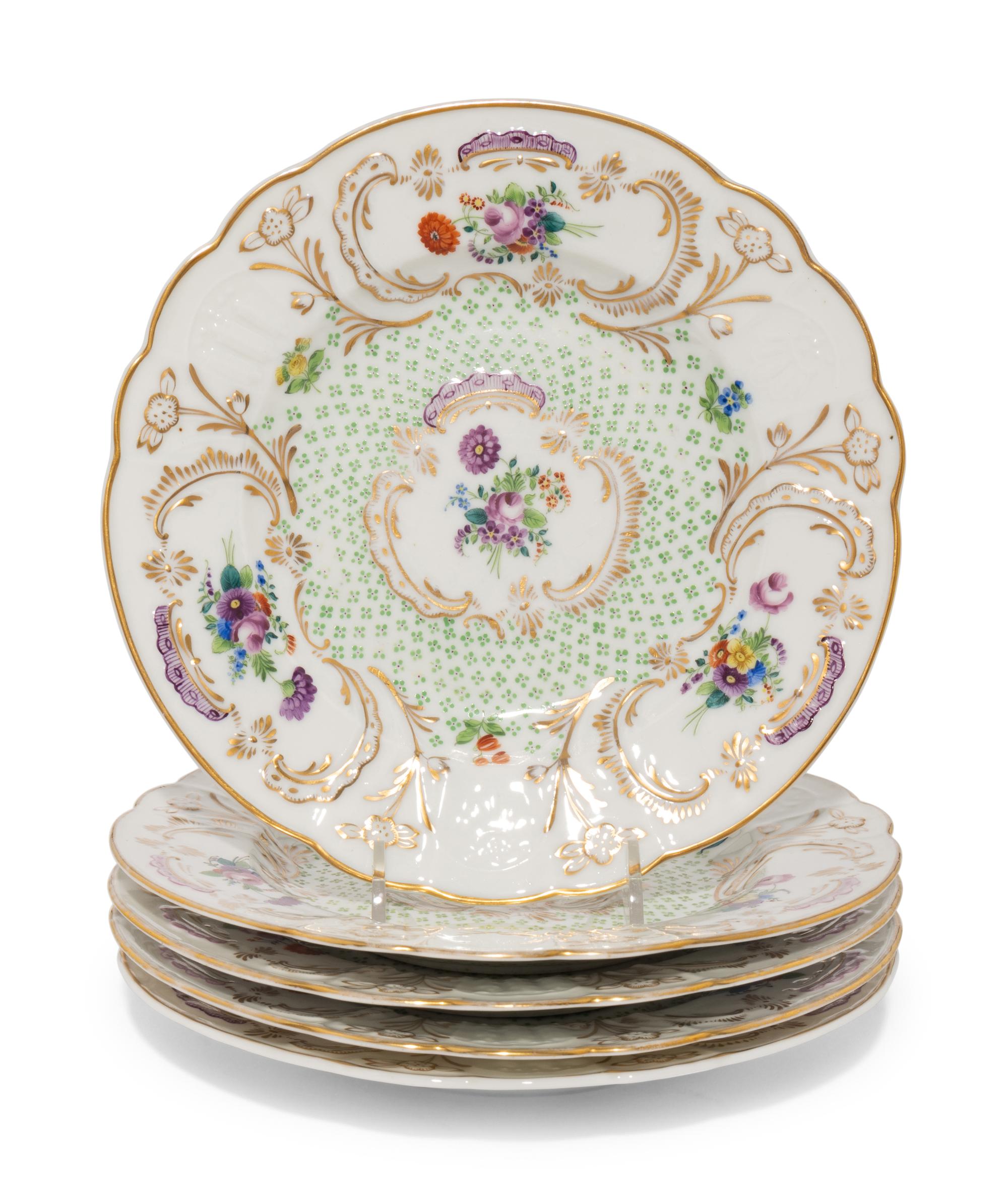 A Set of Five Herend Porcelain Fleur des Indies Dessert Plates