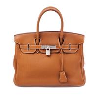 An Hermes Gold Taurillon Clemence 30cm Birkin Handbag, 12" x 8.5" x 6".