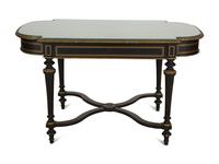 A Napoleon III Style Gilt-Bronze Mounted Ebonized Center Table