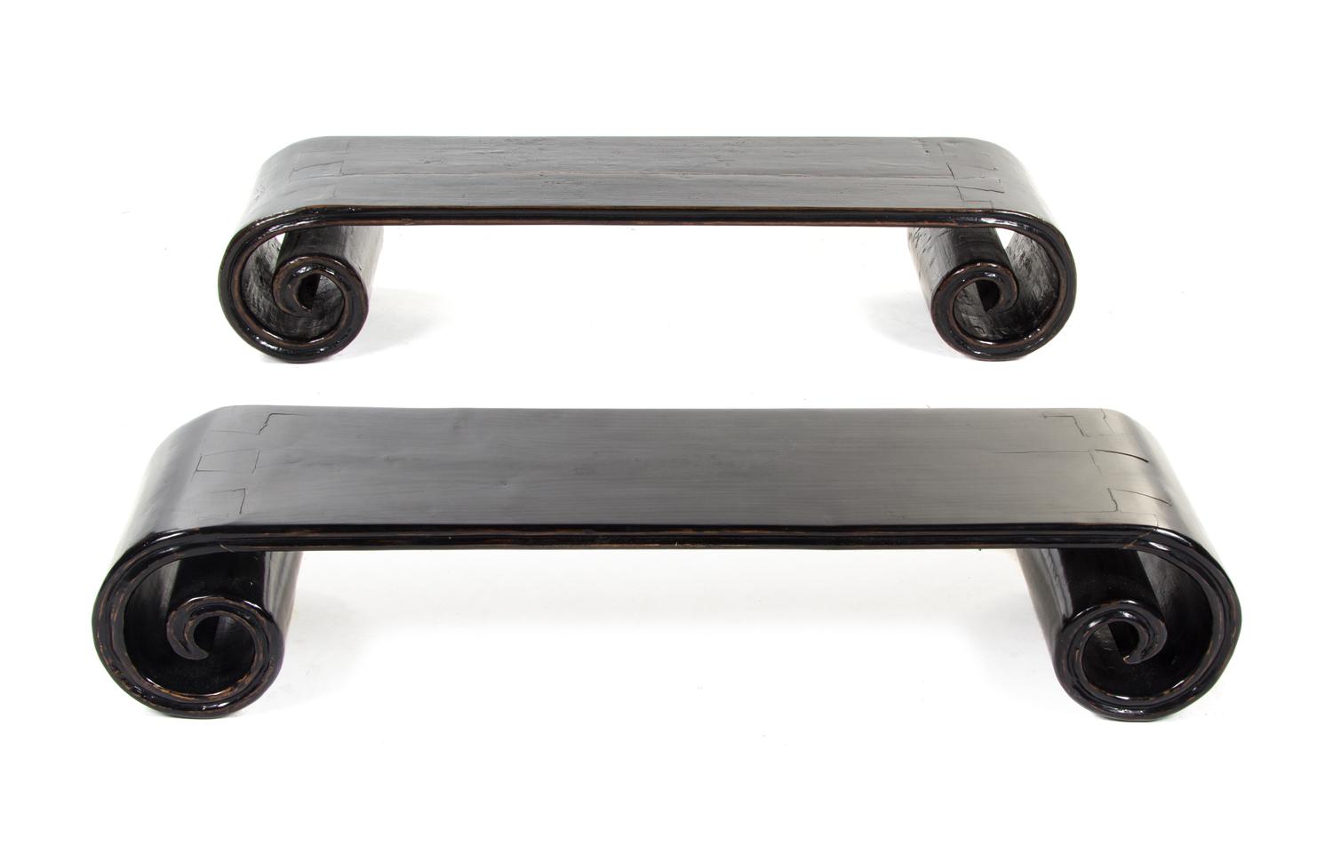 A Pair of Hardwood Low Tables