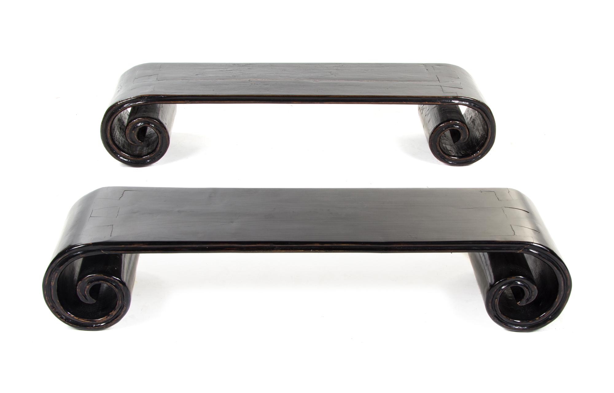 A Pair of Hardwood Low Tables