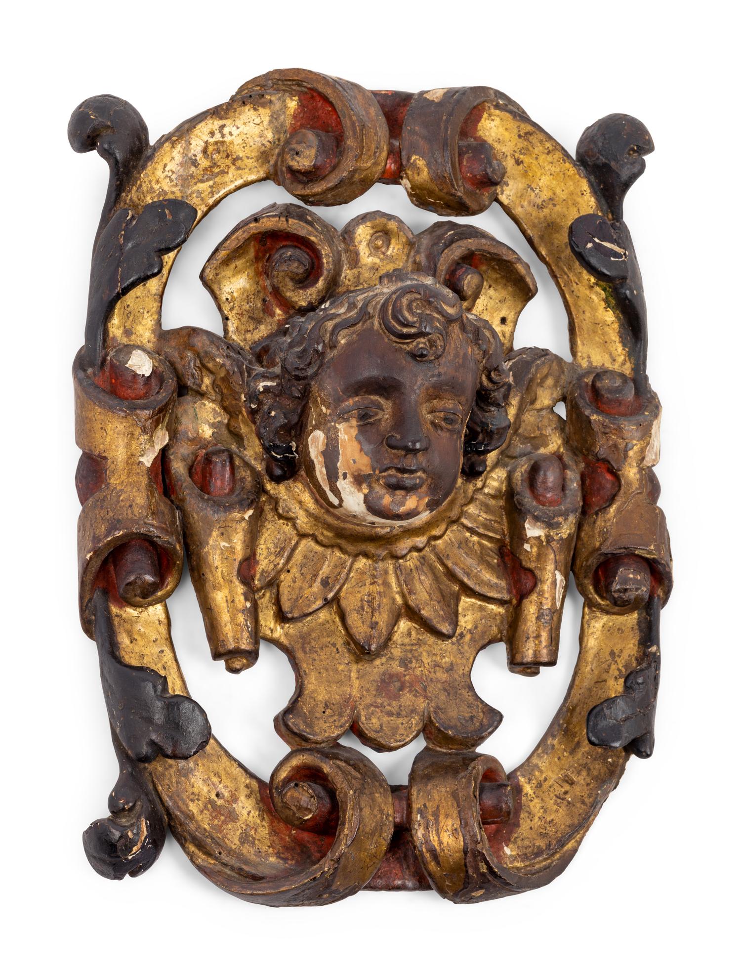 An Italian Painted and Parcel Gilt Plaque