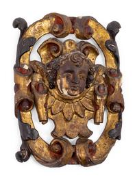 An Italian Painted and Parcel Gilt Plaque