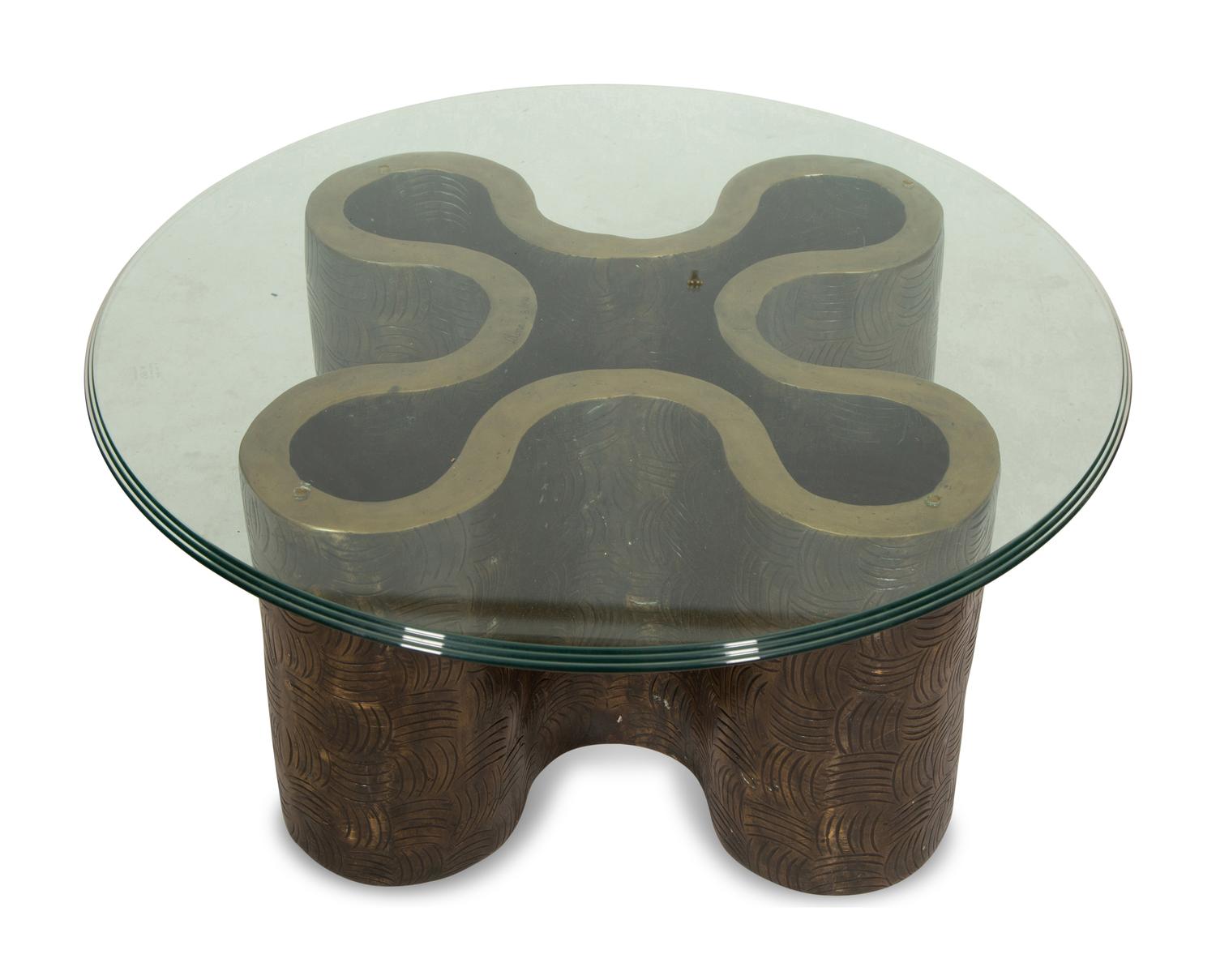 Two Glass Top Tables After a Design by Frank Gehry