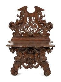 An Italian Baroque Style Carved Walnut Hall Bench