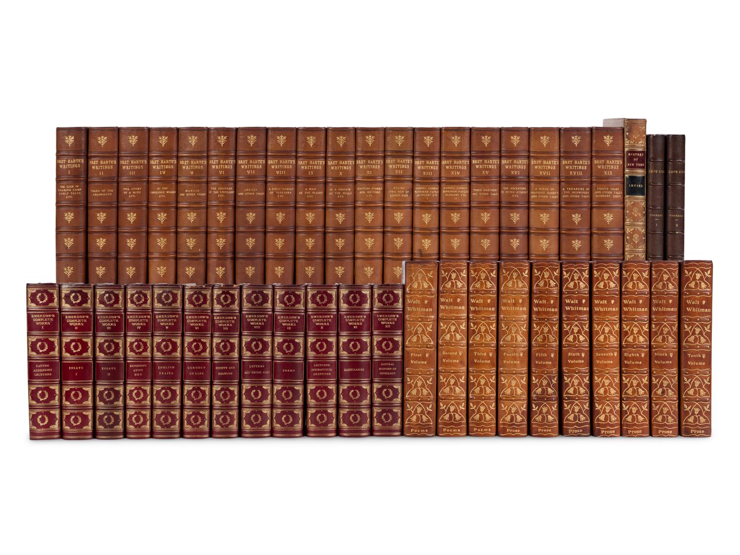 [BINDINGS]. A group of 5 finely-bound works in 44 volumes by American authors, comprising: