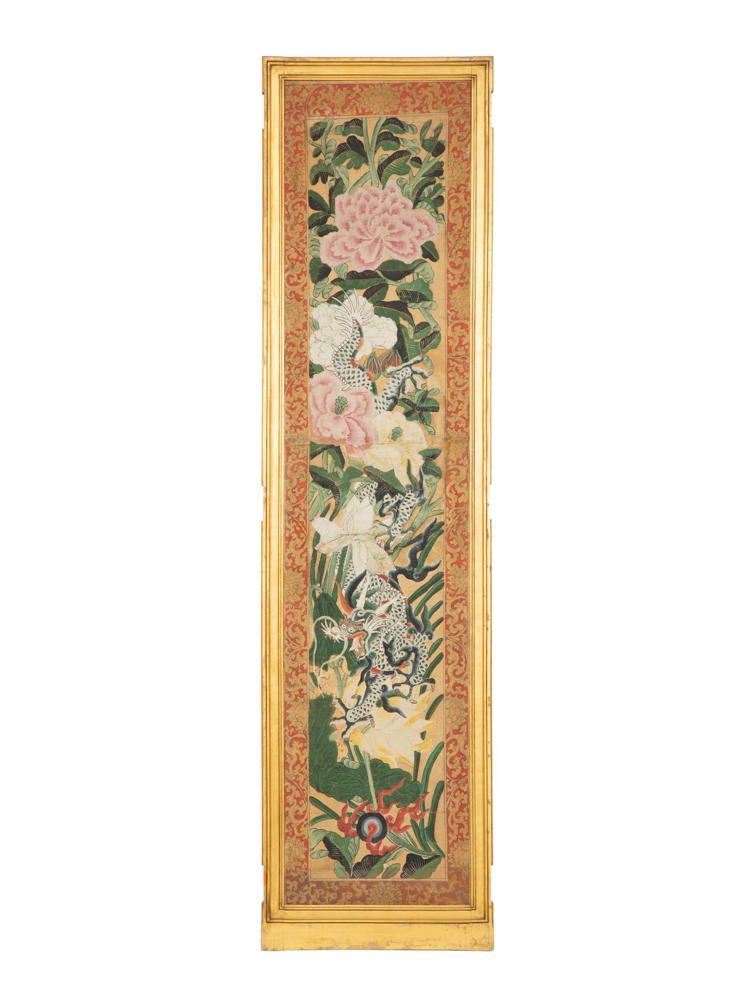 A Set of Eight Gilt Framed Chinese Wallpaper Panels
