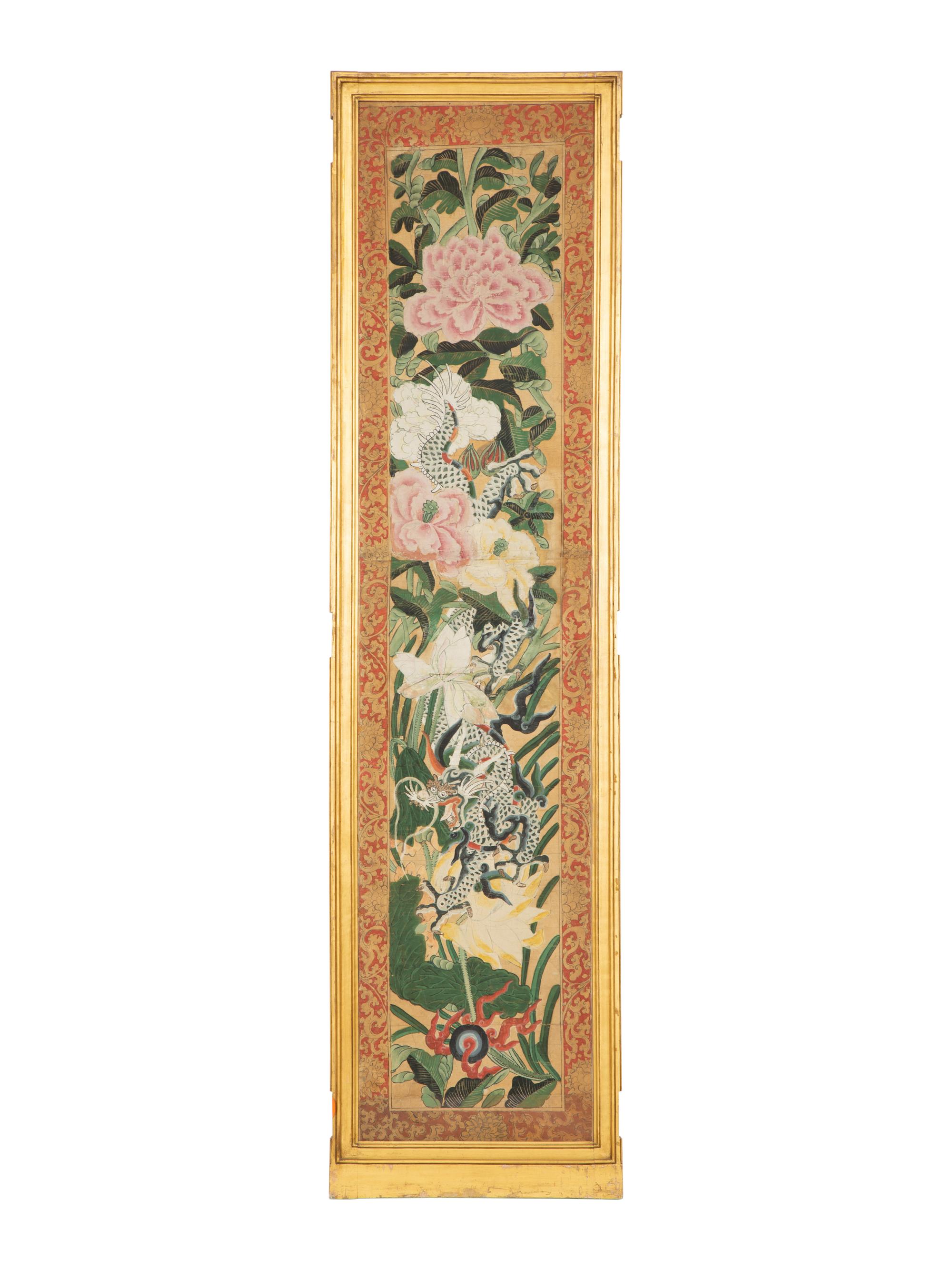 A Set of Eight Gilt Framed Chinese Wallpaper Panels