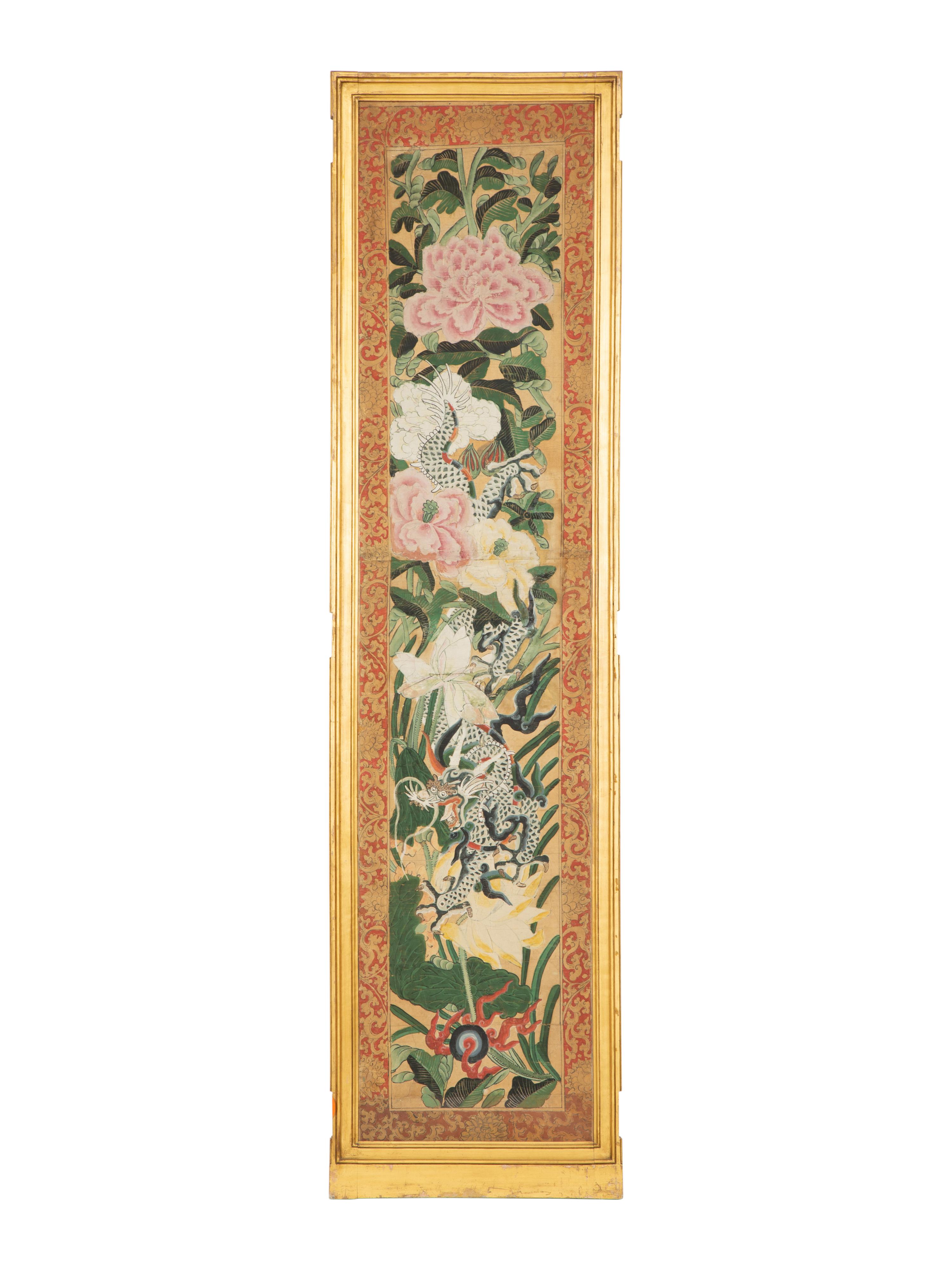 A Set of Eight Gilt Framed Chinese Wallpaper Panels