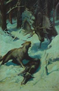 Charles de Feo (American, 1892–1978) - Mountain Lion Attacking a Moose