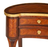 A Louis XV Style Purplewood and Bois Satine Parquetry Gilt Bronze Mounted Reniform Side Table