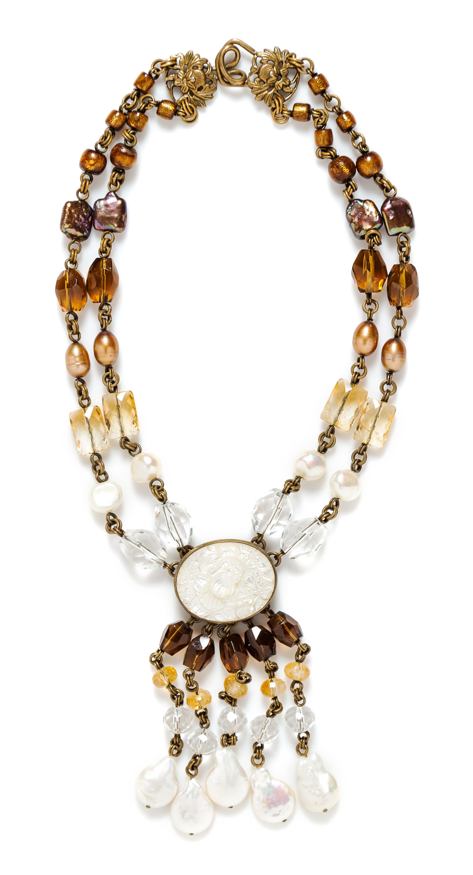 A Stephen Dweck Double Strand Necklace, 16.5"; Pendant: 3.75" drop.