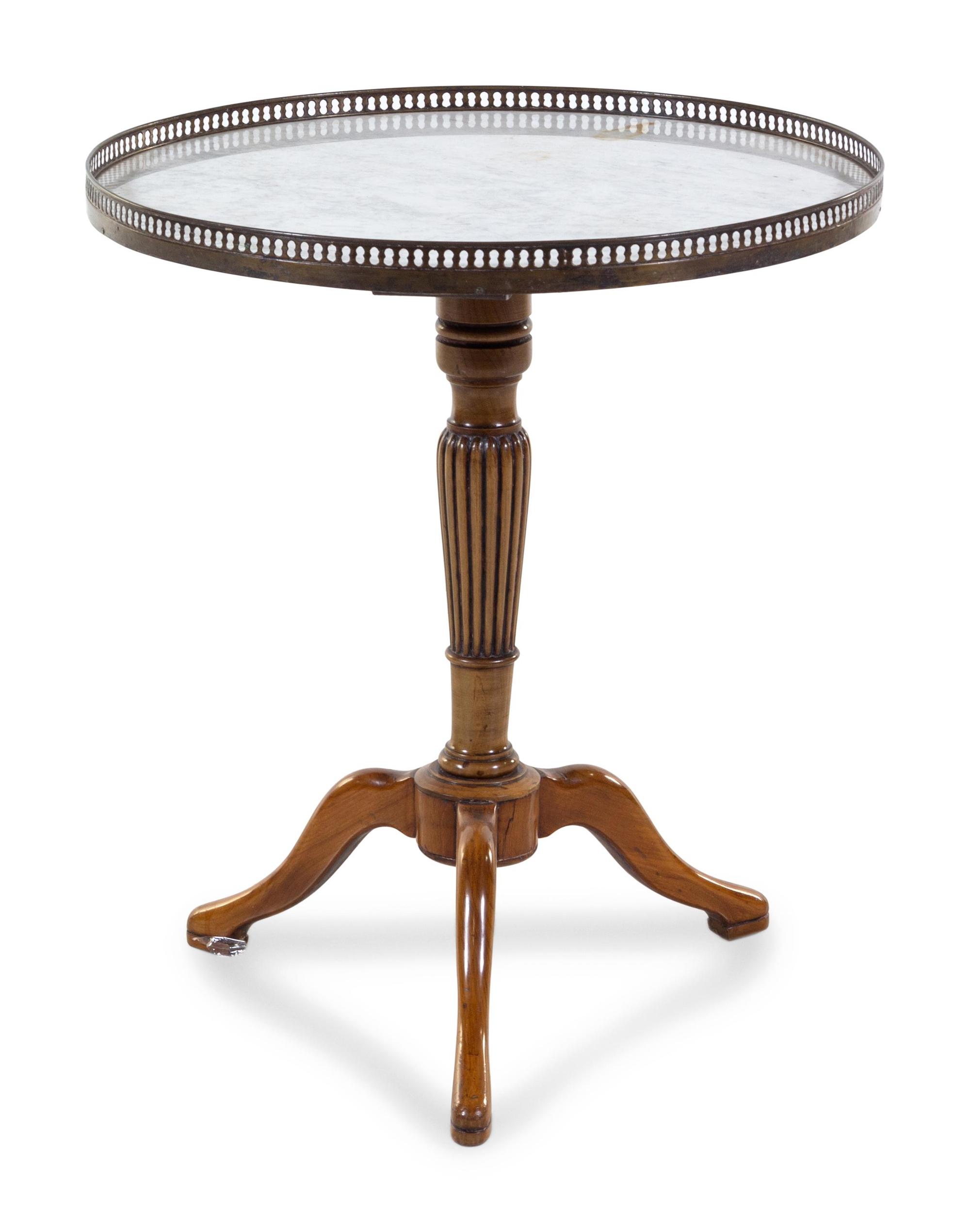 A French Walnut Marble-Top Table
