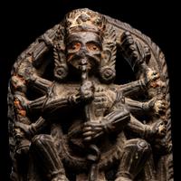 A Nepalese Blackstone Stele of Chamunda