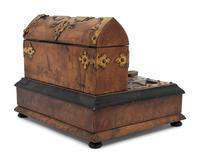 An English Brass Mounted Burlwood Writing Stand