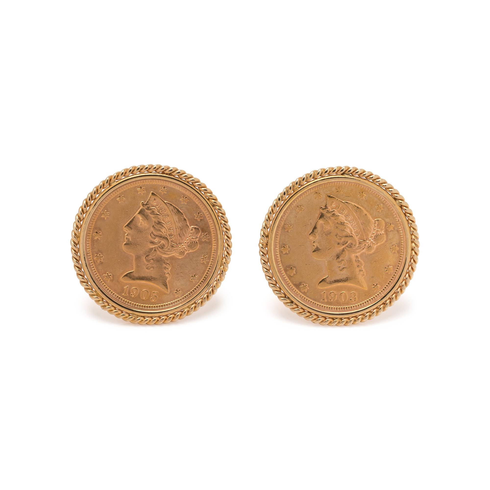 YELLOW GOLD AND COIN CUFFLINKS