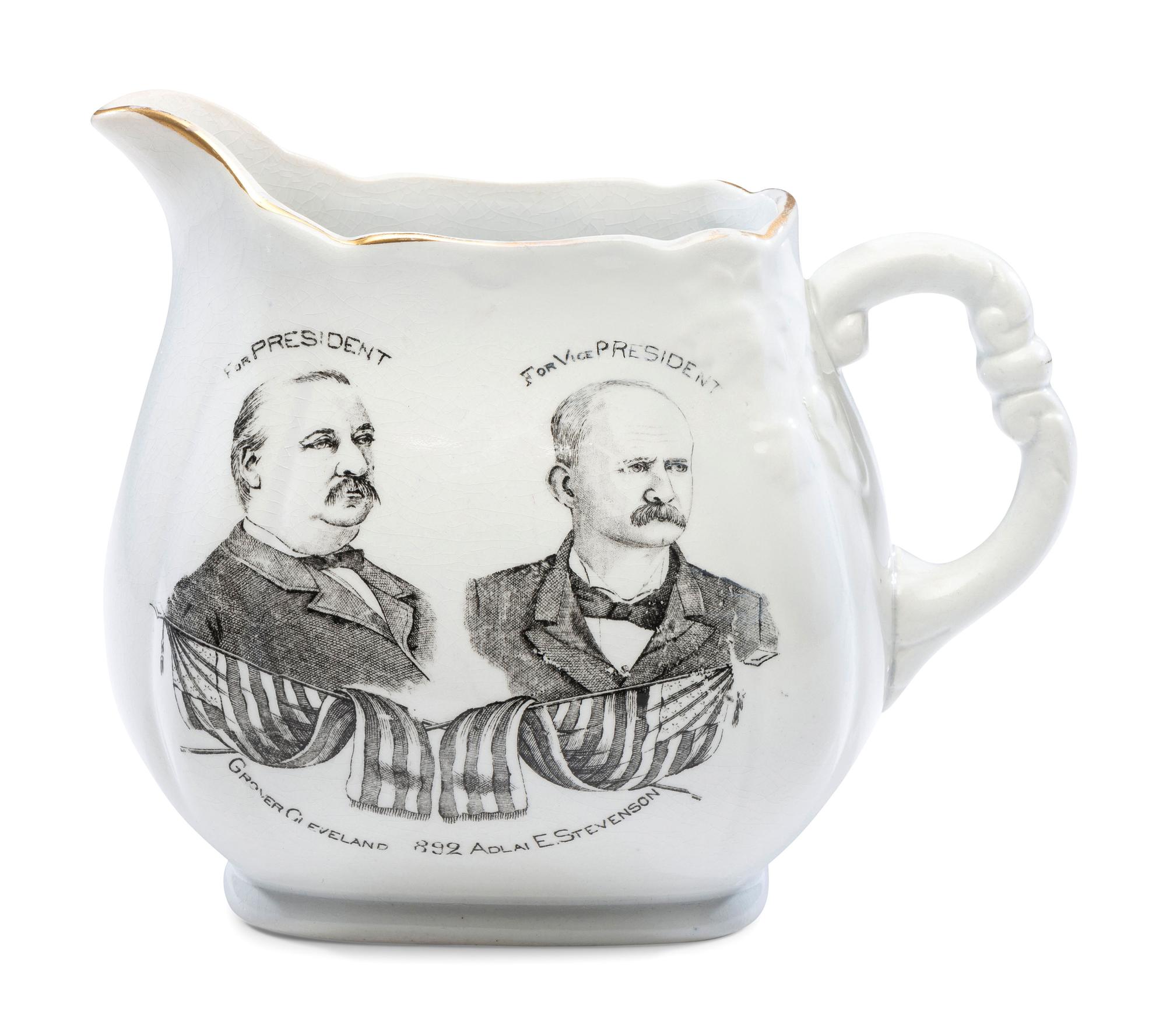 A 'Cleveland and Stevenson' Porcelain Jugate Campaign Pitcher