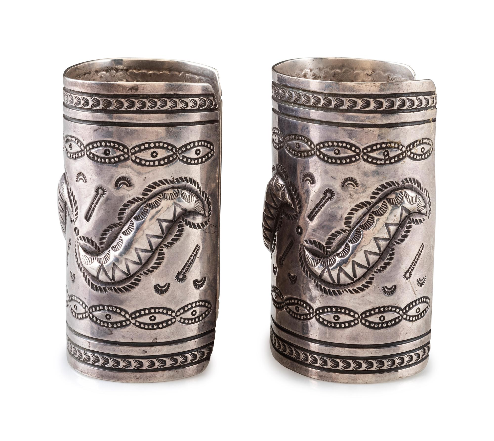 Pair of Navajo Stamped Ingot Cuff Bracelets