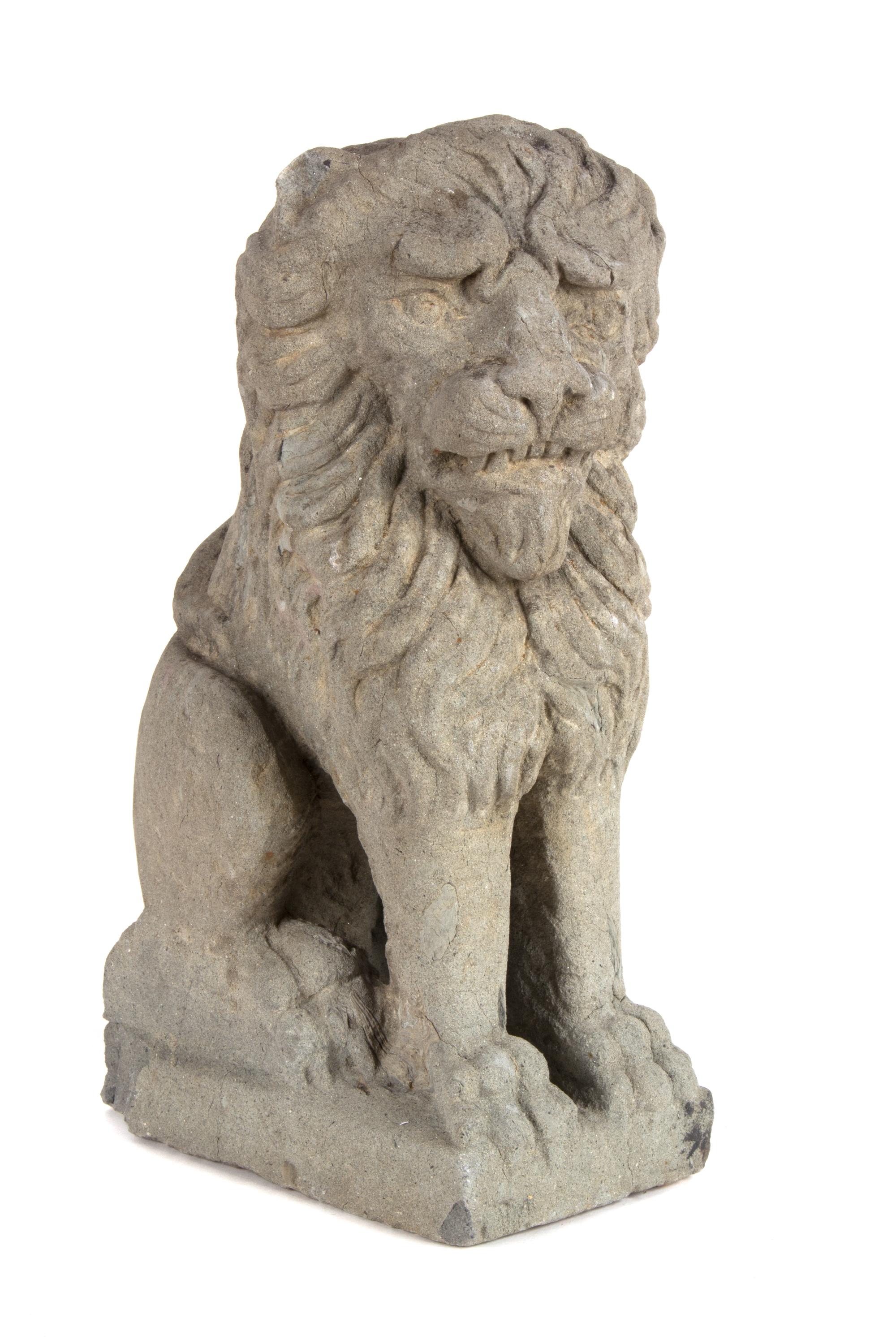 A Carved Sandstone Model of a Lion Height 16 inches.