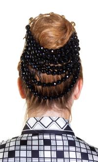 A Gianni Versace Runway Hair Ornament and Matching Earclips, Hair cuff: 7" x 1.75"- 4.25"; Bead Drop: 6".