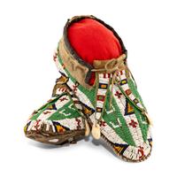 Sioux Beaded Hide Moccasins, with Horse Tracks