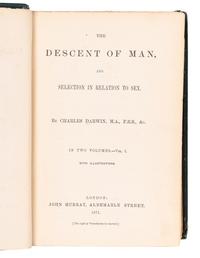 DARWIN, Charles (1809-1882). The Descent of Man and Selection in Relation to Sex . London: John Murray, 1871.