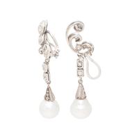 DIAMOND AND CULTURED PEARL EARCLIPS