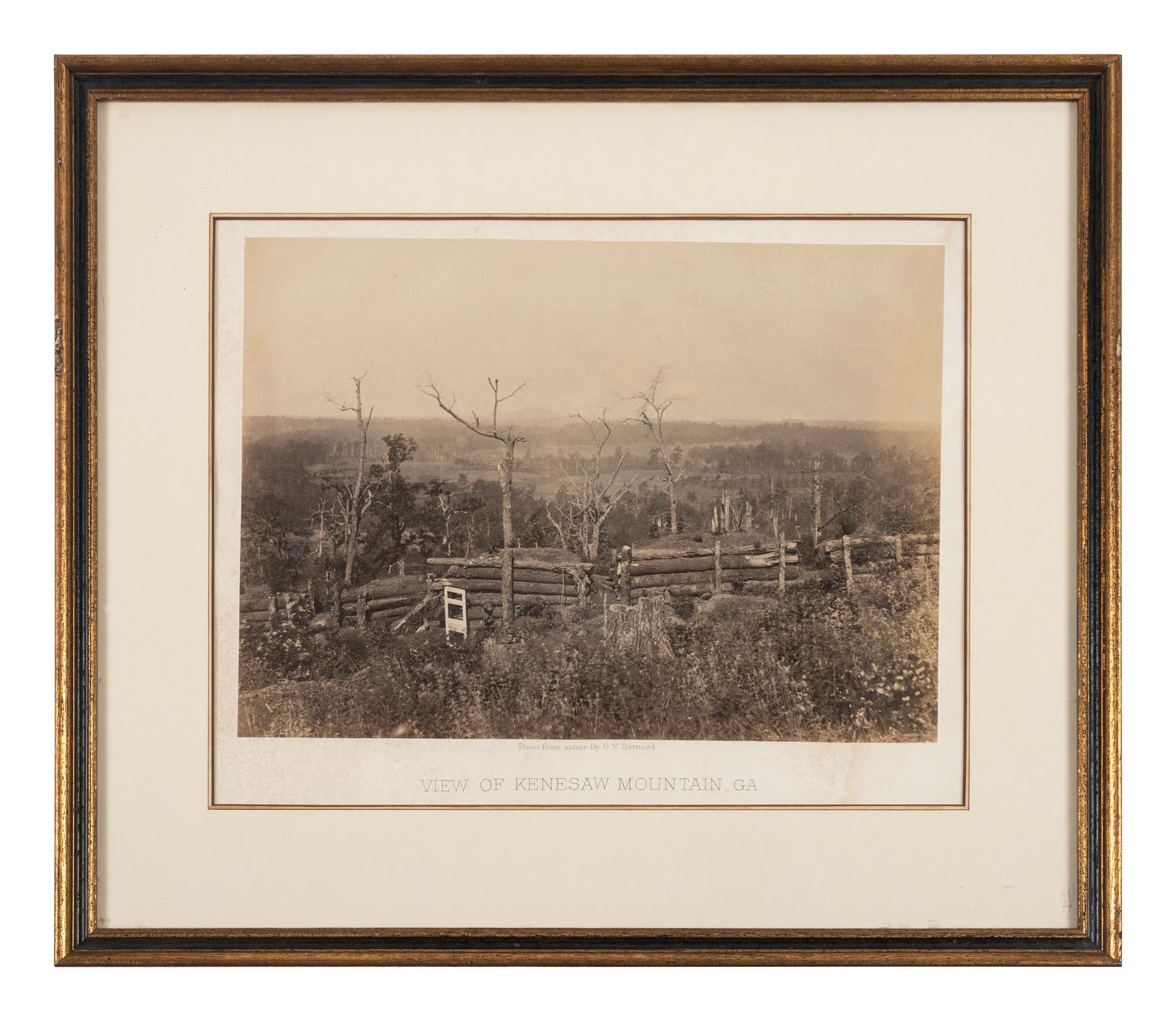 [CIVIL WAR]. BARNARD, George N. (1819-1902), photographer. A group of 3 photographs, incl. South Bank of Chattahoochee, and Kennesaw Mountain, Georgia. Ca 1860s.