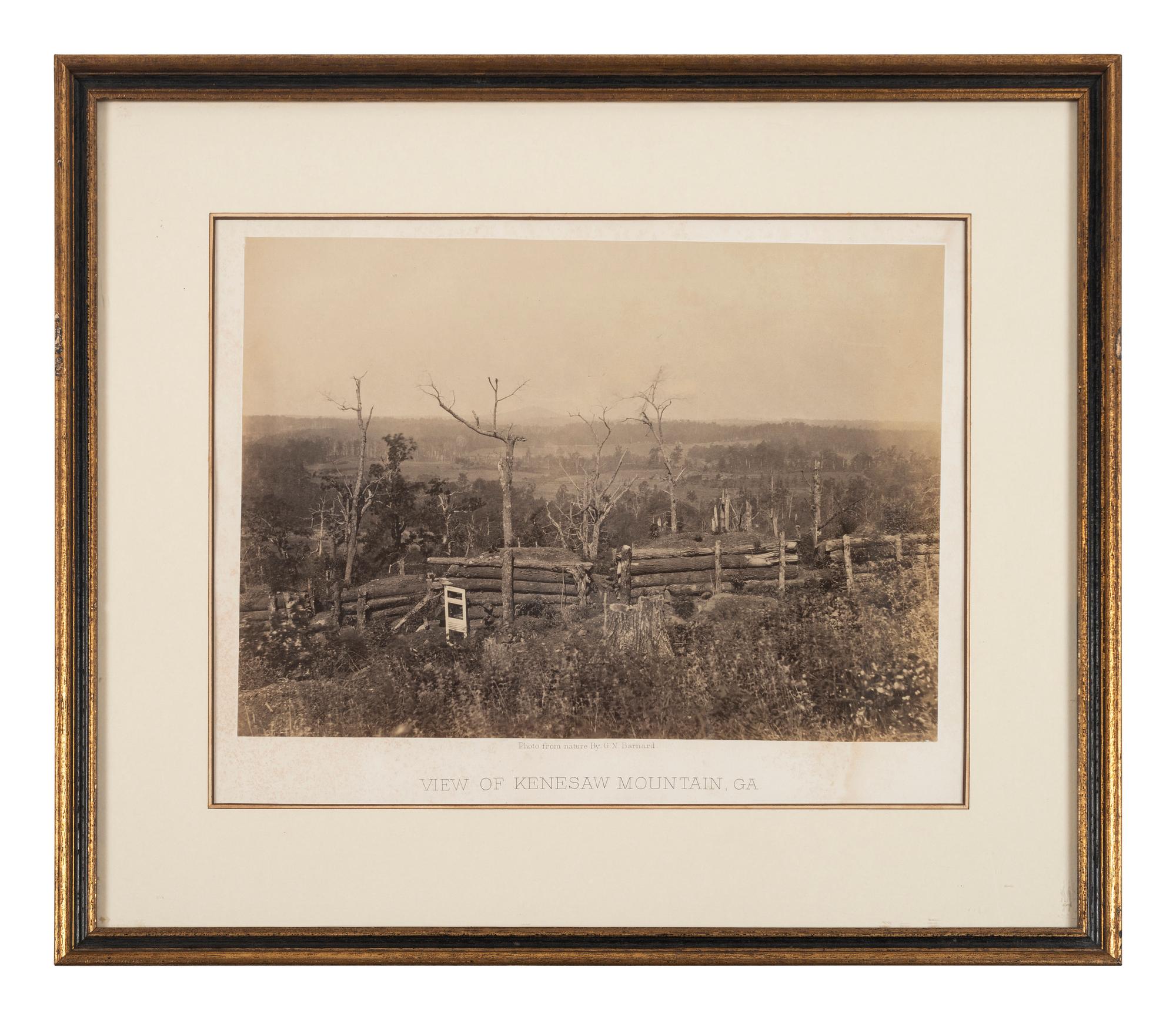 [CIVIL WAR]. BARNARD, George N. (1819-1902), photographer. A group of 3 photographs, incl. South Bank of Chattahoochee, and Kennesaw Mountain, Georgia. Ca 1860s.
