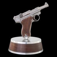*Bright Finished John Martz Custom Baby Luger 9mm with Matching Stand