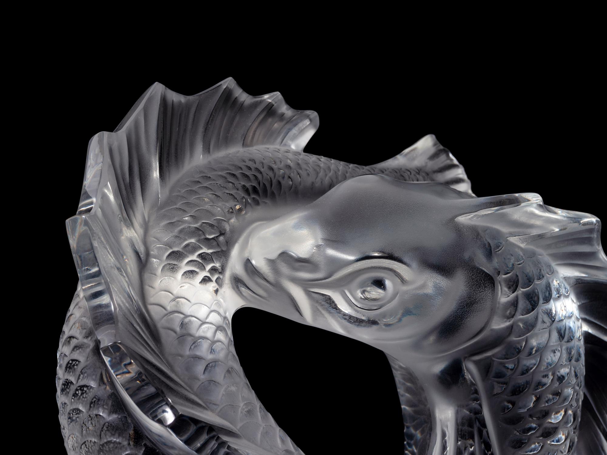 A Lalique Deux Poissons Sculpture