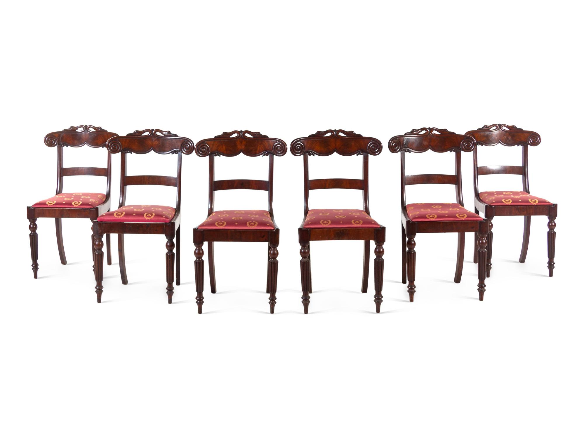 A Set of Six Regency Mahogany Dining Chairs