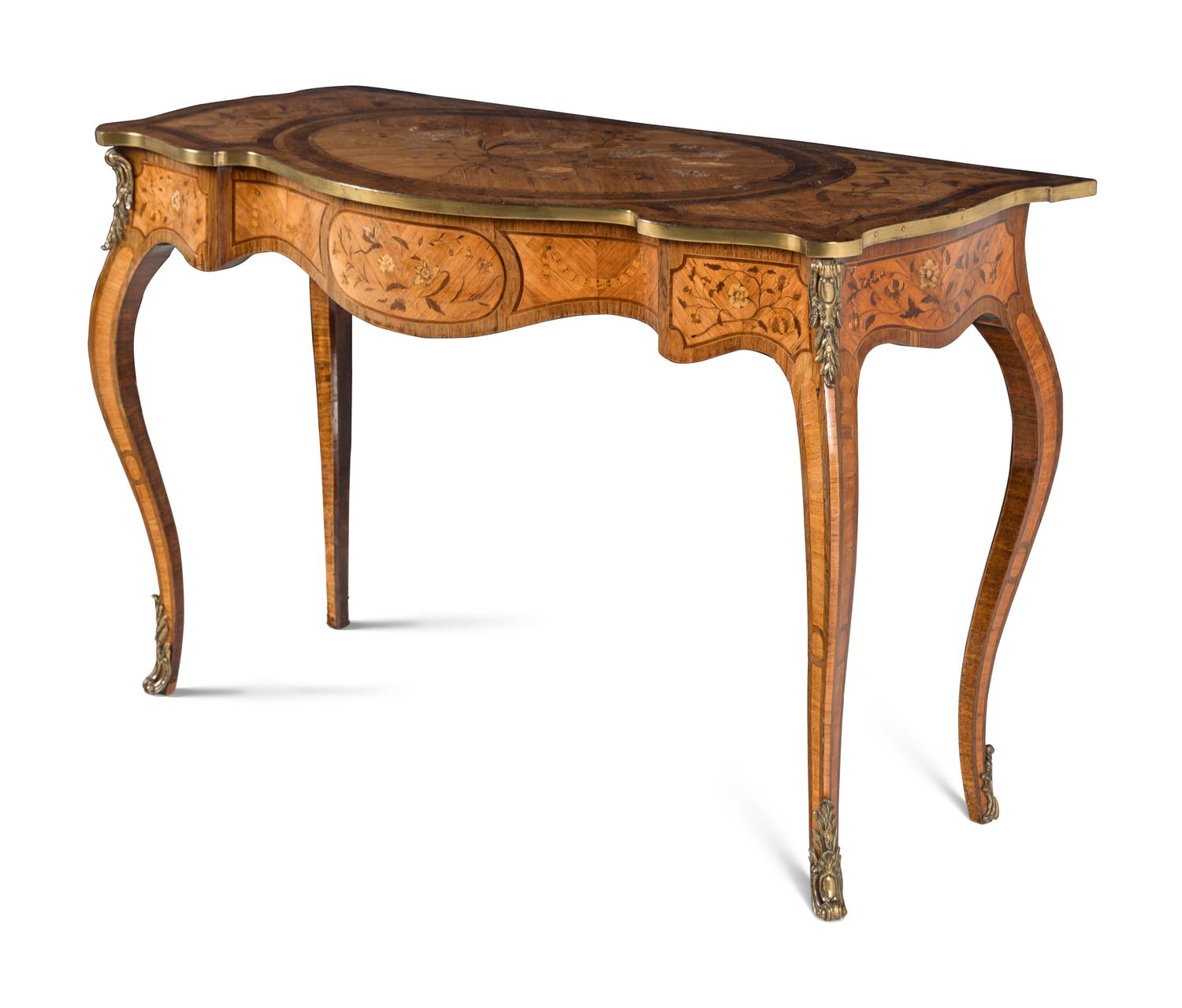 A George III Rosewood, Satinwood and Marquetry Side Table