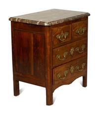 A Régence Walnut Marble-Top Side Commode