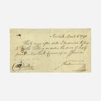 [Hamilton, Alexander] Steuben, Baron von, and Alexander Hamilton Promissory Note, signed and endorsed