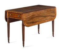 A George III Satinwood Banded Mahogany Drop-Leaf Table
