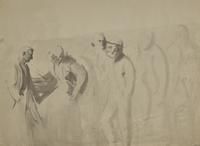 Men and Women Conversing; with Walking Girls (A Double-Sided Work)