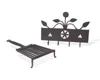 A Wrought Iron Gridiron and Kitchen Wall Rack, French or Flemish, 18th and Early 19th Century