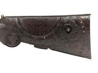 A Folk Art Carved and Punch Decorated Painted Ash Rifle Stock