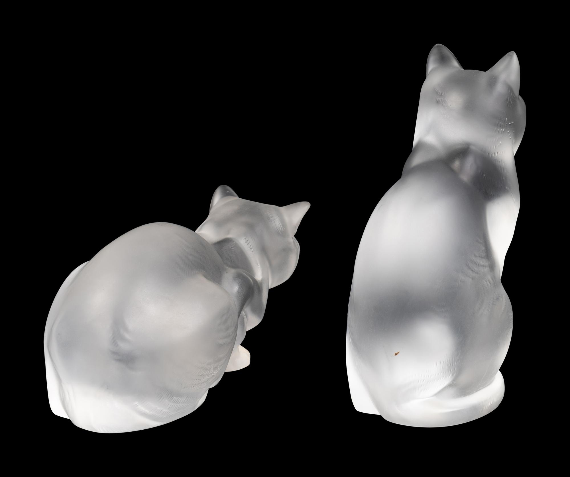 Two Lalique Cat Figures