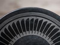 Blackware Pottery Plate, with Repeating Feathers 1943-1956