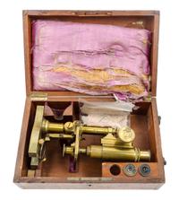 A French Brass Microscope Height 10 1/2 inches. — NACHET ET FILS, PARIS, 19TH CENTURY