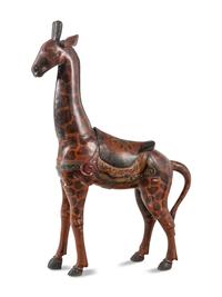 A Carved and Painted Carousel-Style Giraffe Figure