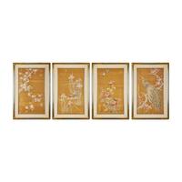 A Set of Four Finely Worked Japanese 'Birds and Flowers' Needlework Panels, Meiji Period 日本明治時期 織綉花鳥圖四幅