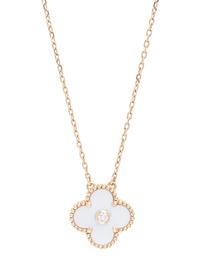 VAN CLEEF & ARPELS, YELLOW GOLD, MOTHER-OF-PEARL AND DIAMOND 'ALHAMBRA' NECKLACE