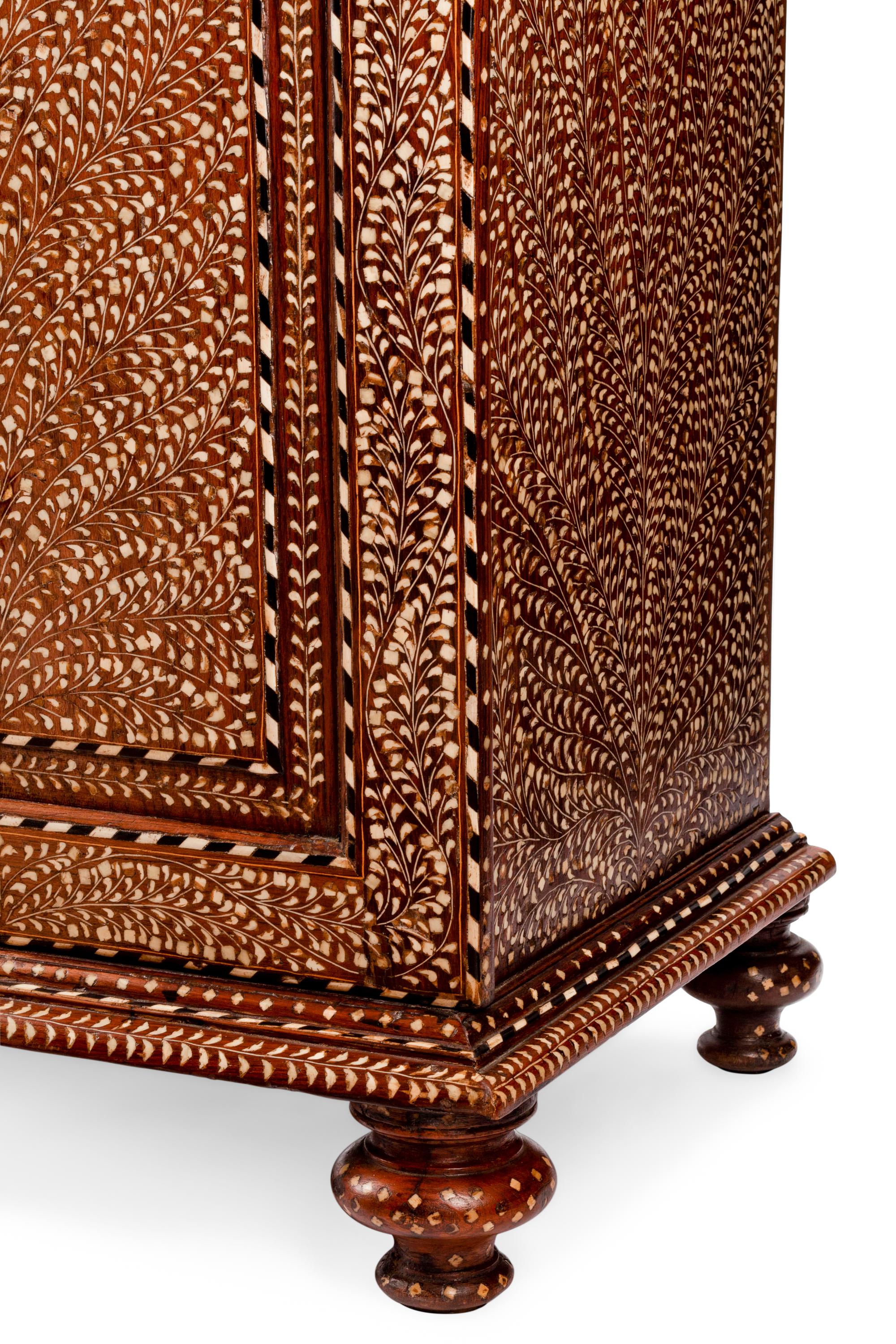 An Anglo-Colonial Bone Inlaid Two-Part Cabinet