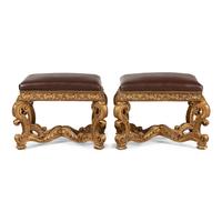 A Pair of Régence Style Giltwood Stools
